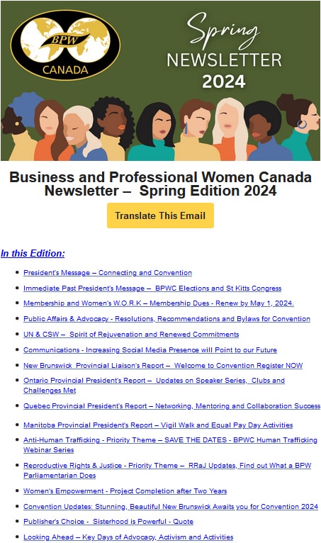Business and Professional Women Canada Newsletter